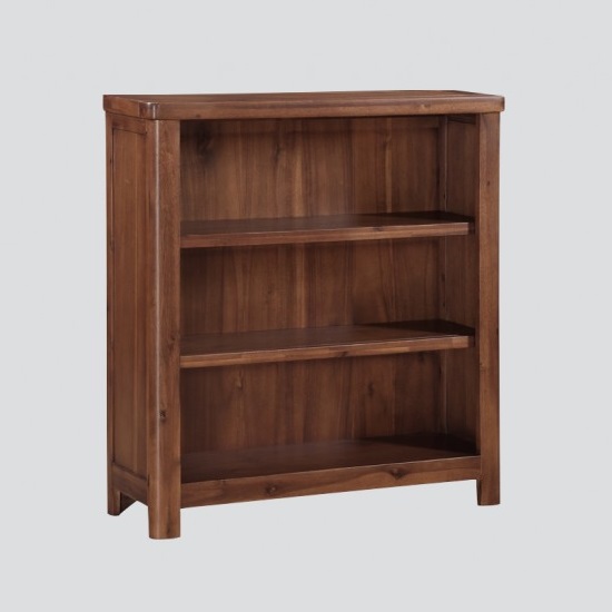 Areli Wooden Low Bookcase In Dark Acacia Finish