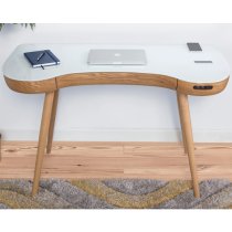 Terrence White Glass Top Laptop Desk In Oak