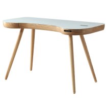 Terrence White Glass Top Laptop Desk In Oak