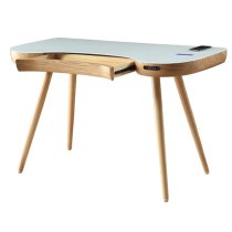 Terrence White Glass Top Laptop Desk In Oak