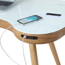 Terrence White Glass Top Laptop Desk In Oak