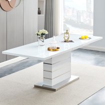 Parini Extendable High Gloss Dining Table Large In White