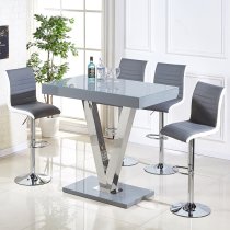 Vienna Grey High Gloss Bar Table 4 Ritz Grey White Stools