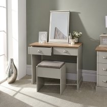 Kirkby Dressing Table And Stool With Table Mirror In Soft Grey