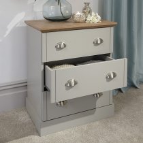 Kirkby Small Chest Of Drawers In Soft Grey With Oak Effect Top