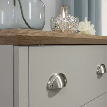 Kirkby Small Chest Of Drawers In Soft Grey With Oak Effect Top