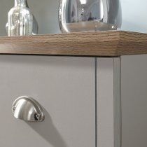 Kirkby Large Chest Of Drawers In Soft Grey With Oak Effect Top