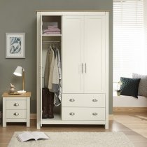 Loftus Large Wardrobe In Cream With Oak Effect Top