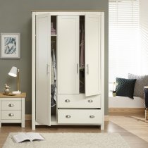 Loftus Large Wardrobe In Cream With Oak Effect Top