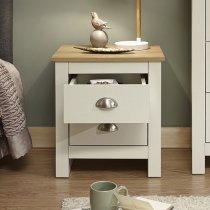 Loftus Bedside Cabinet In Cream With Oak Effect Top