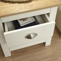 Loftus Bedside Cabinet In Cream With Oak Effect Top