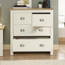 Loftus Chest Of Drawers In Cream With Oak Effect Top