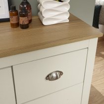 Loftus Wide Chest Of Drawers In Cream With Oak Effect Top