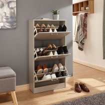 Strood Three Tier Shoe Cabinet In Grey Finish