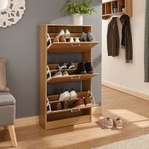 Strood Three Tier Shoe Cabinet In Oak Finish