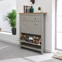 Loftus Shoe Storage Cabinet In Grey With Oak Effect Top