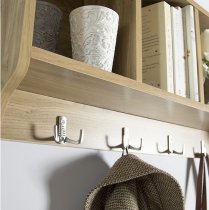 Keswick Wall Rack In Oak With Four Storage Compartments