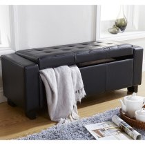 Ventnor Faux Leather Ottoman Storage Blanket Box In Black