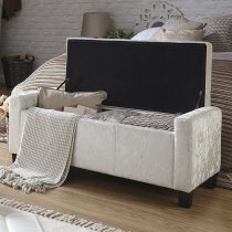 Ventnor Crushed Velvet Ottoman Storage Blanket Box In Oyster