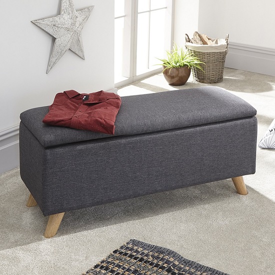 Speke Fabric Ottoman Storage Unit In Charcoal