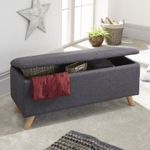 Speke Fabric Ottoman Storage Unit In Charcoal