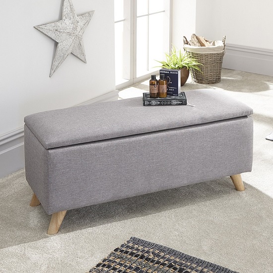 Speke Fabric Ottoman Storage Unit In Grey