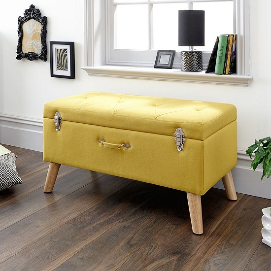 Mursley Fabric Ottoman Storage Bench In Mustard