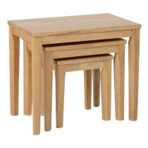 Macy Wooden Nest Of Tables In Oak Varnish Effect