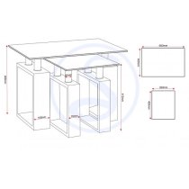 Medrano Clear Glass Nest Of Tables With Sonoma Oak Legs