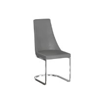 Markyate Grey Leather Dining Chairs With Chrome Legs In Pair