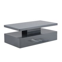 Quinton Glass Top High Gloss Coffee Table In Grey With LED