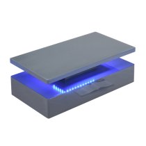 Quinton Glass Top High Gloss Coffee Table In Grey With LED