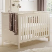 Caelia Wooden Cotbed In Stone White Lacquer Finish