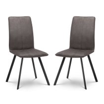 Macia Fabric Dining Chairs In Charcoal Grey Suede In A Pair