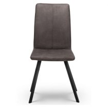 Macia Fabric Dining Chairs In Charcoal Grey Suede In A Pair