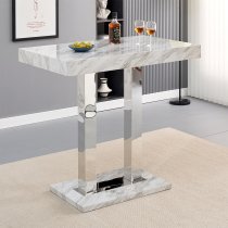 Caprice High Gloss Bar Table In Magnesia Marble Effect