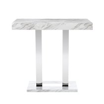 Caprice High Gloss Bar Table In Magnesia Marble Effect