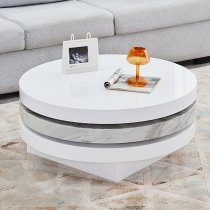 Triplo Round Rotating Coffee Table With Magnesia Marble Effect