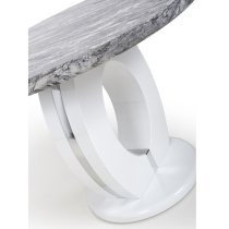 Naiva High Gloss Round Dining Table In White Grey Marble Effect