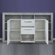 Monza Wooden Tv Sideboard In Grey And White With LED Lighting