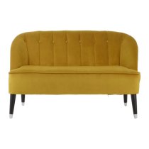 Agoront Upholstered Velvet 2 Seater Sofa In Yellow