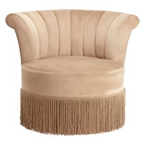 Luxury Velvet Swivel Bedroom Chair In Cream