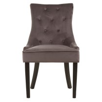 Adalinise Velvet Dining Chair With Wooden Legs In Grey