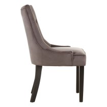 Adalinise Velvet Dining Chair With Wooden Legs In Grey