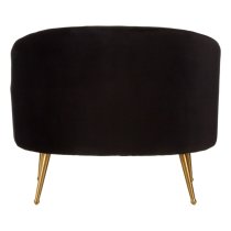 Agnetas Velvet Tub Chair In Black With Gold Legs