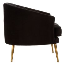 Agnetas Velvet Tub Chair In Black With Gold Legs