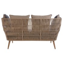 Okala Woven Rope 3 Seater Sofa With Wooden Frame In Dark Grey