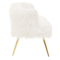 Merope Upholstered Faux Fur Sofa With Gold Metal Legs In White