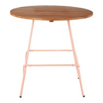 Pherkad Wooden Round Dining Table With Metallic Pink Legs