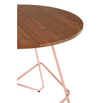 Pherkad Wooden Round Dining Table With Metallic Pink Legs